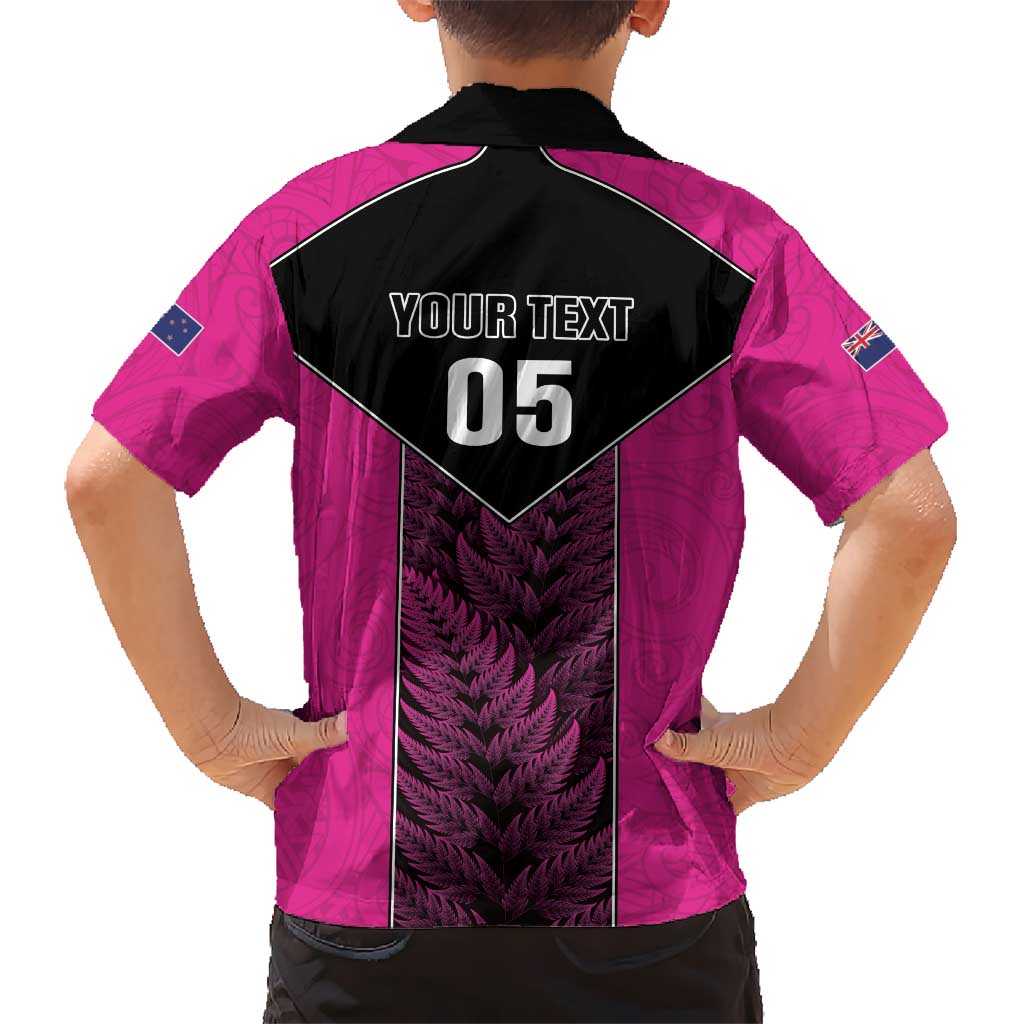 New Zealand Fern Rugby Custom Hawaiian Shirt Pink Maori Pattern