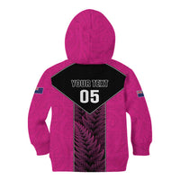 New Zealand Fern Rugby Custom Kid Hoodie Pink Maori Pattern