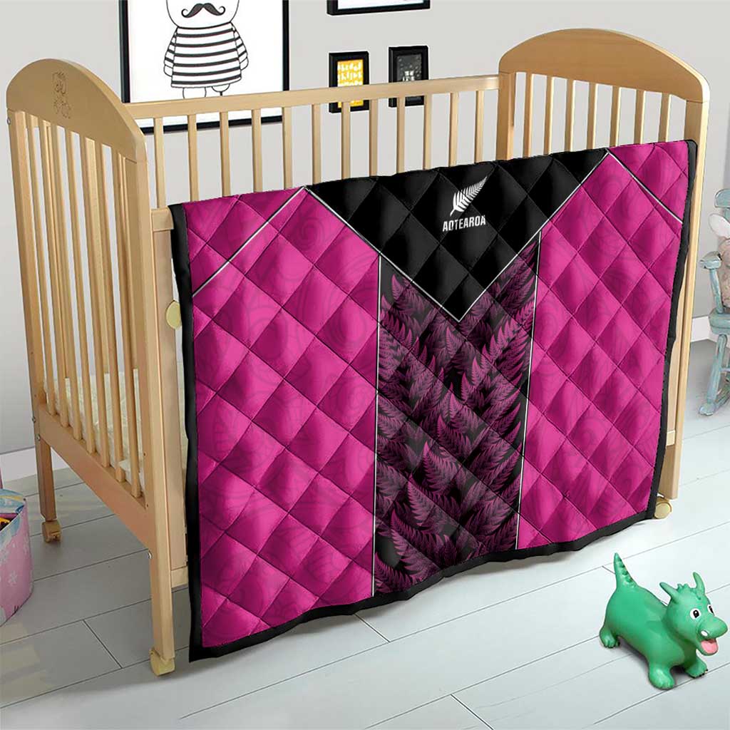 New Zealand Fern Rugby Quilt Pink Maori Pattern