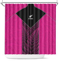 New Zealand Fern Rugby Shower Curtain Pink Maori Pattern