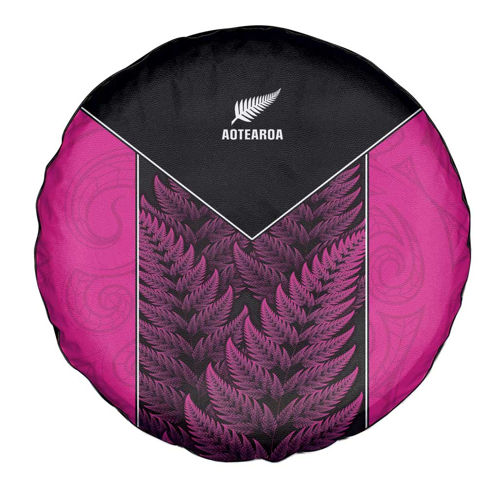 New Zealand Fern Rugby Spare Tire Cover Pink Maori Pattern