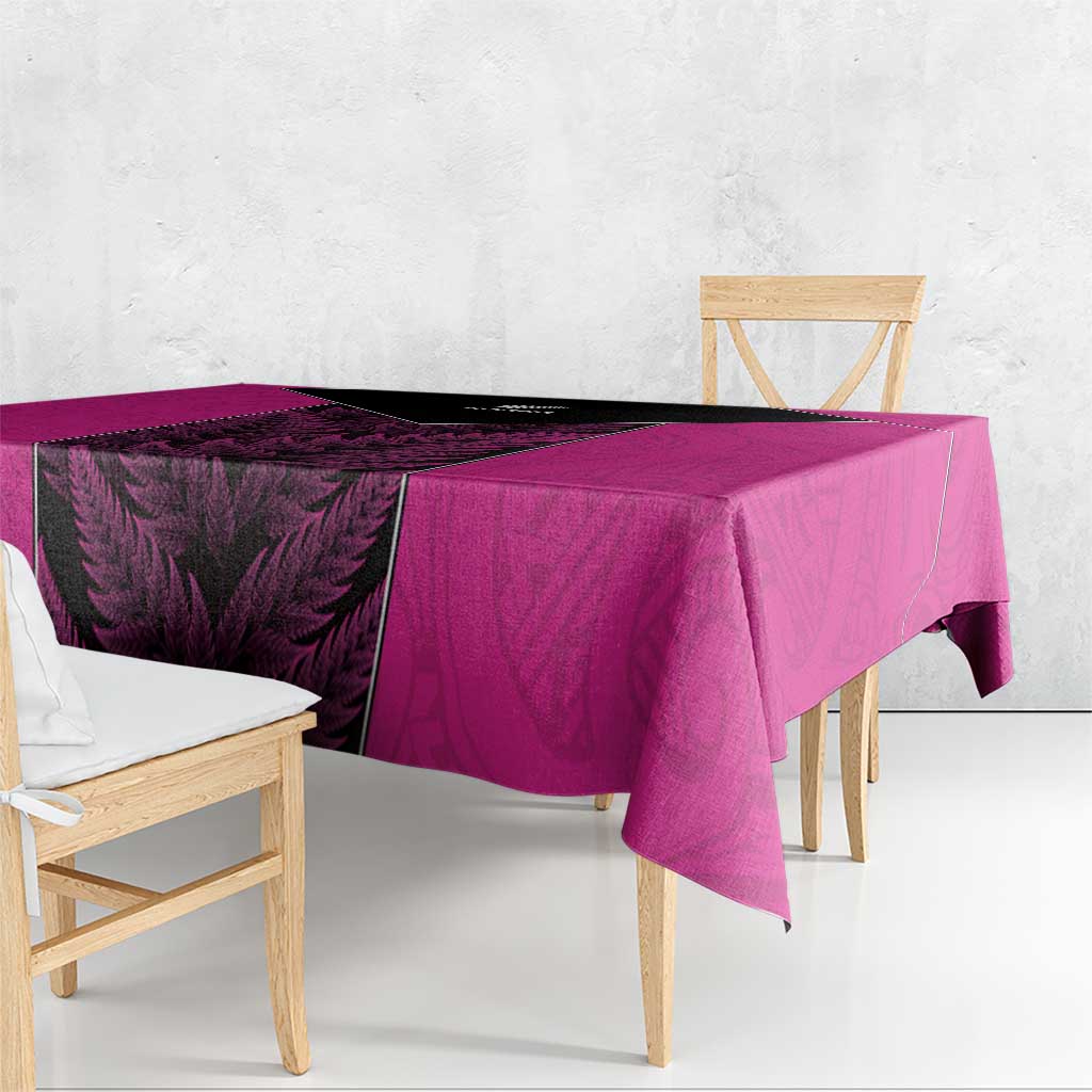 New Zealand Fern Rugby Tablecloth Pink Maori Pattern