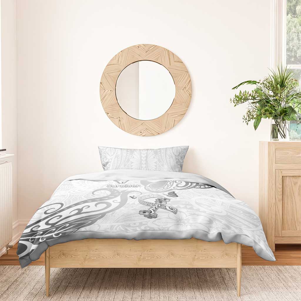 Brain Cancer Awareness Bedding Set Ribbon Polynesian Pattern