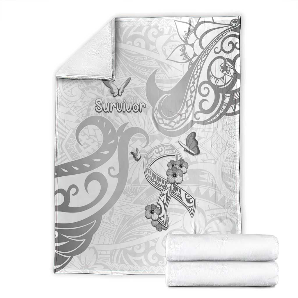 Brain Cancer Awareness Blanket Ribbon Polynesian Pattern