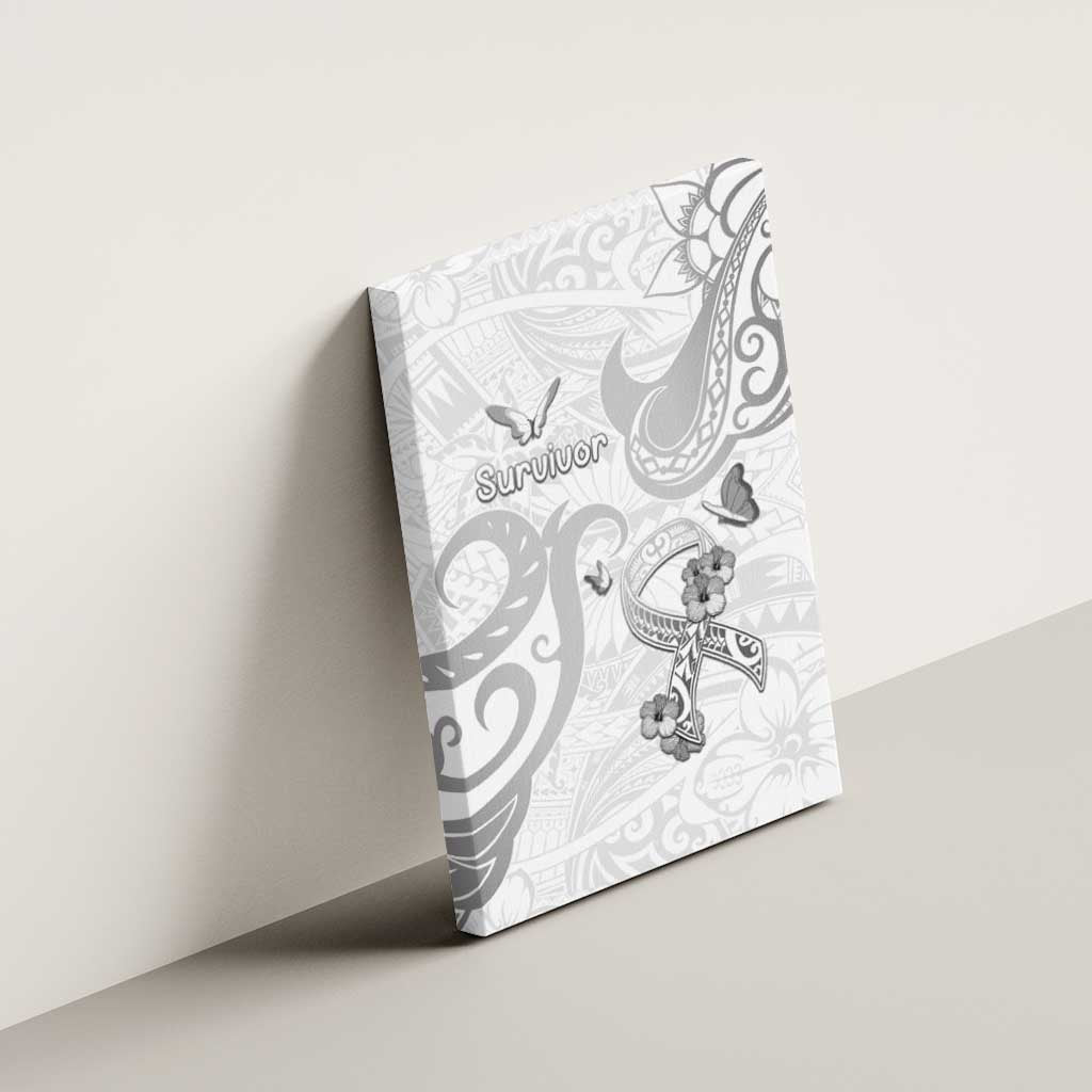 Brain Cancer Awareness Canvas Wall Art Ribbon Polynesian Pattern