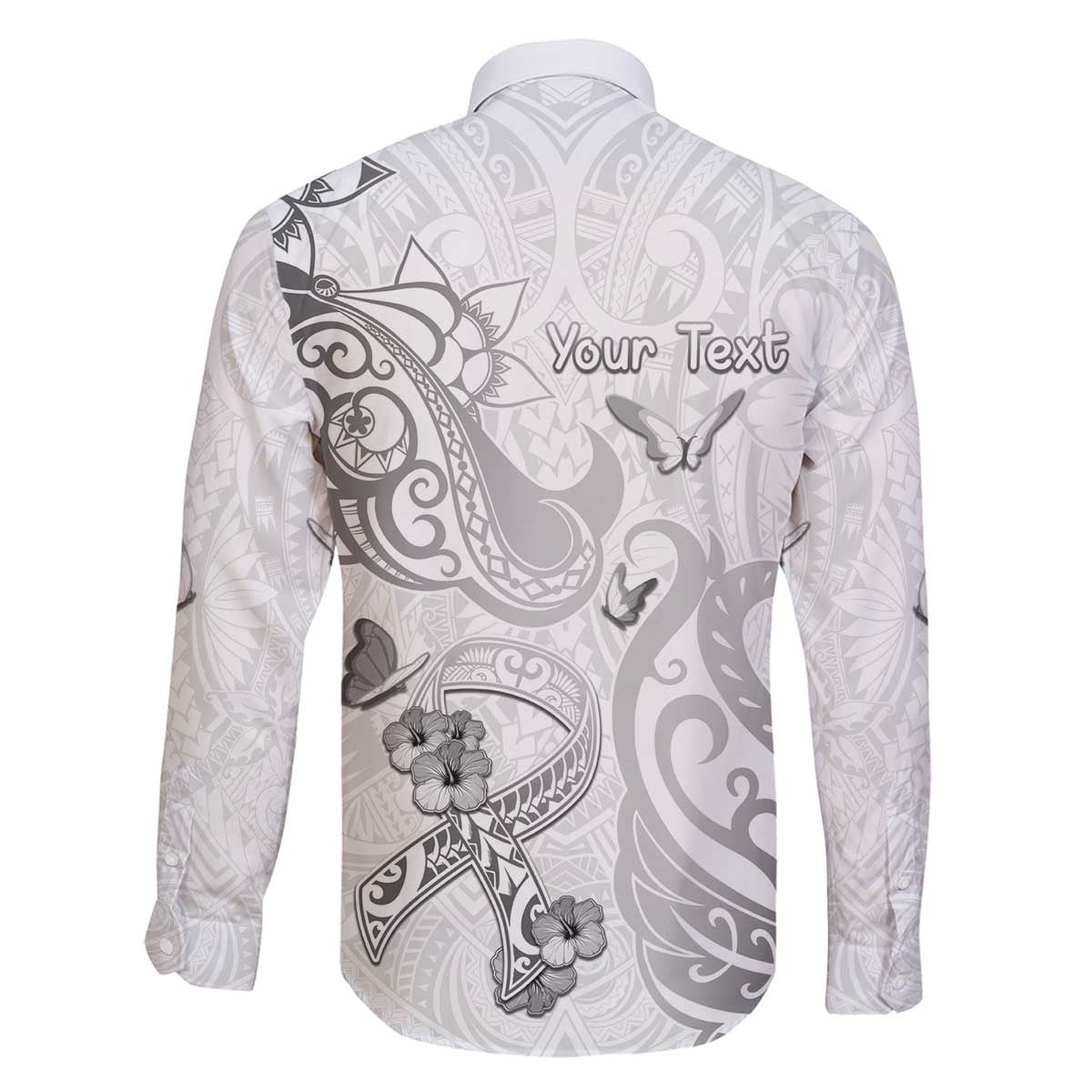 Personalised Brain Cancer Awareness Family Matching Off The Shoulder Long Sleeve Dress and Hawaiian Shirt Ribbon Polynesian Pattern