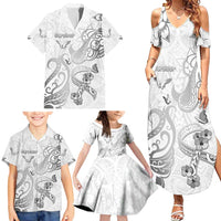 Personalised Brain Cancer Awareness Family Matching Summer Maxi Dress and Hawaiian Shirt Ribbon Polynesian Pattern