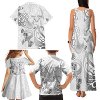 Personalised Brain Cancer Awareness Family Matching Tank Maxi Dress and Hawaiian Shirt Ribbon Polynesian Pattern