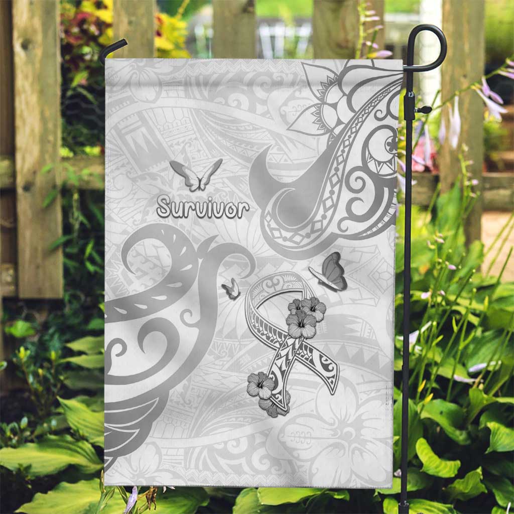 Brain Cancer Awareness Garden Flag Ribbon Polynesian Pattern