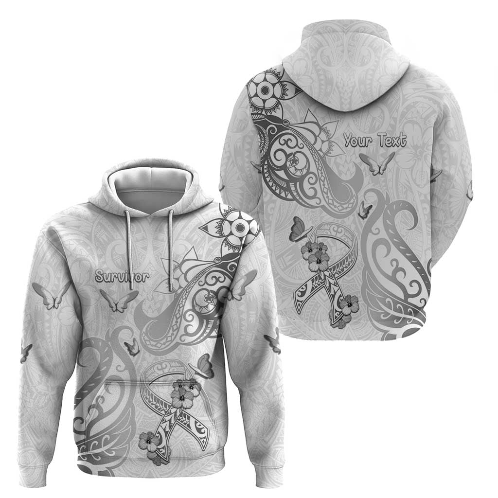 Personalised Brain Cancer Awareness Hoodie Ribbon Polynesian Pattern