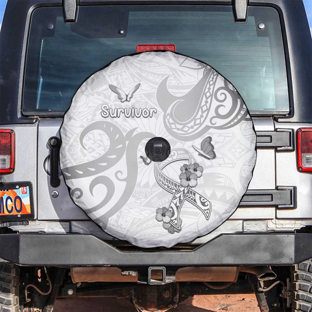 Brain Cancer Awareness Spare Tire Cover Ribbon Polynesian Pattern