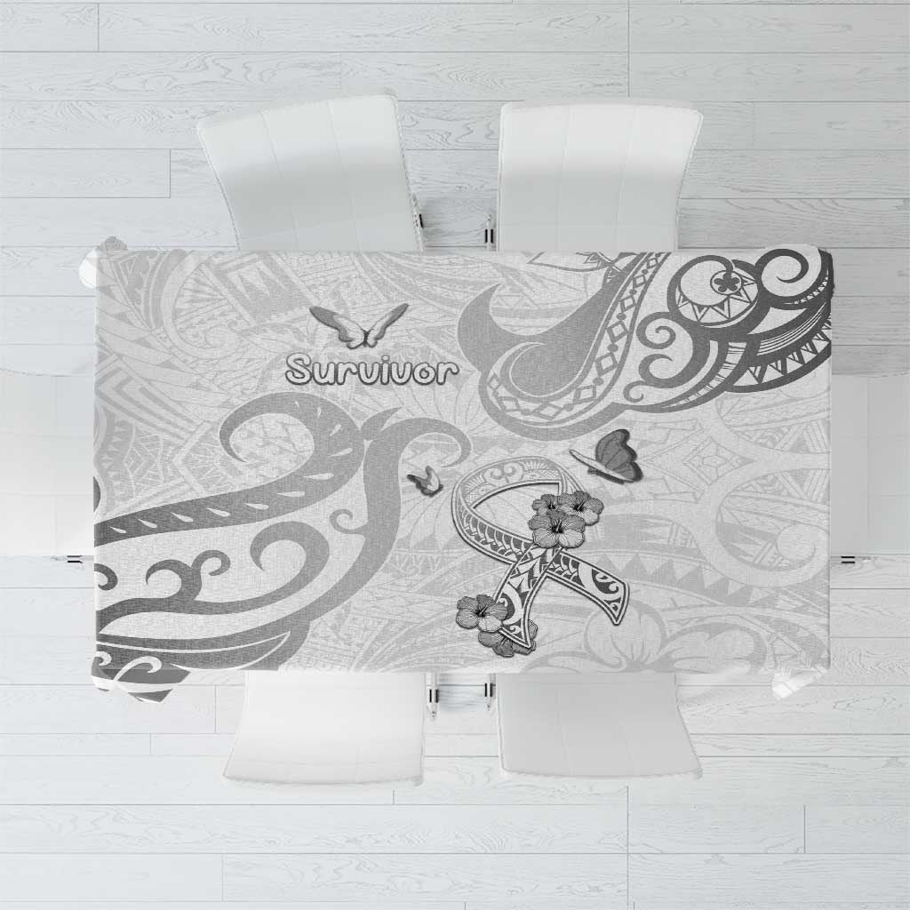 Brain Cancer Awareness Tablecloth Ribbon Polynesian Pattern