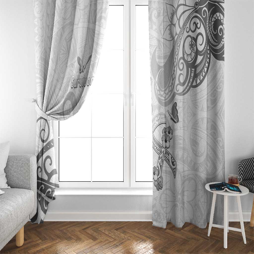 Brain Cancer Awareness Window Curtain Ribbon Polynesian Pattern