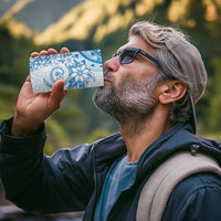 Blue Polynesian Pattern With Plumeria Flowers 4 in 1 Can Cooler Tumbler