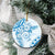 Polynesian Pattern With Plumeria Flowers Ceramic Ornament Blue