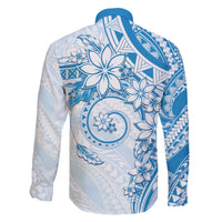 Polynesian Pattern With Plumeria Flowers Family Matching Short Sleeve Bodycon Dress and Hawaiian Shirt Blue LT05 - Polynesian Pride