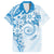 Polynesian Pattern With Plumeria Flowers Hawaiian Shirt Blue