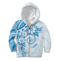 Polynesian Pattern With Plumeria Flowers Kid Hoodie Blue