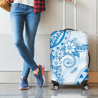 Polynesian Pattern With Plumeria Flowers Luggage Cover Blue