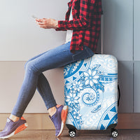 Polynesian Pattern With Plumeria Flowers Luggage Cover Blue