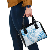 Polynesian Pattern With Plumeria Flowers Shoulder Handbag Blue LT05 - Polynesian Pride