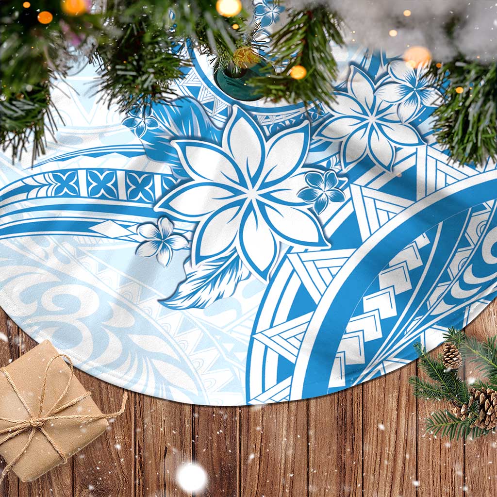 Polynesian Pattern With Plumeria Flowers Tree Skirt Blue LT05 - Polynesian Pride
