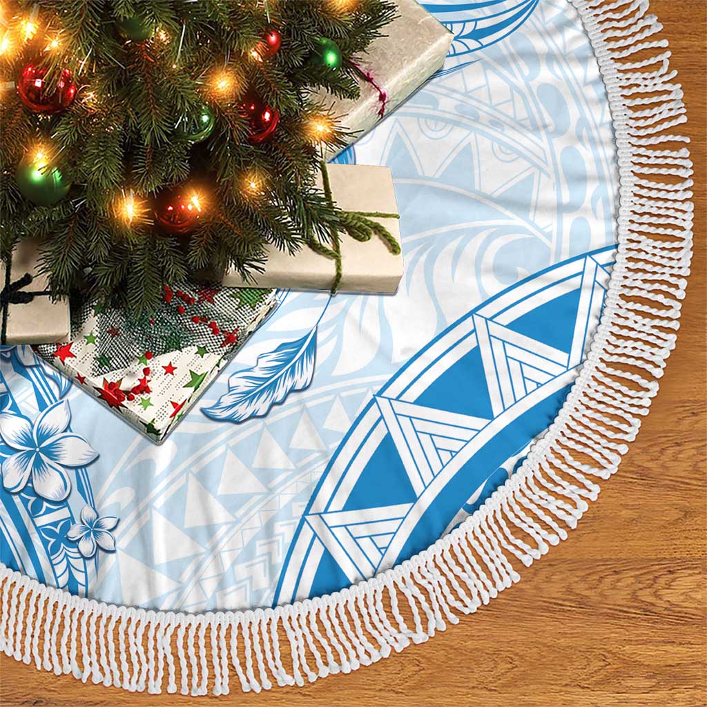 Polynesian Pattern With Plumeria Flowers Tree Skirt Blue LT05 - Polynesian Pride