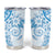 Blue Polynesian Pattern With Plumeria Flowers Tumbler Cup