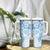 Blue Polynesian Pattern With Plumeria Flowers Tumbler With Handle