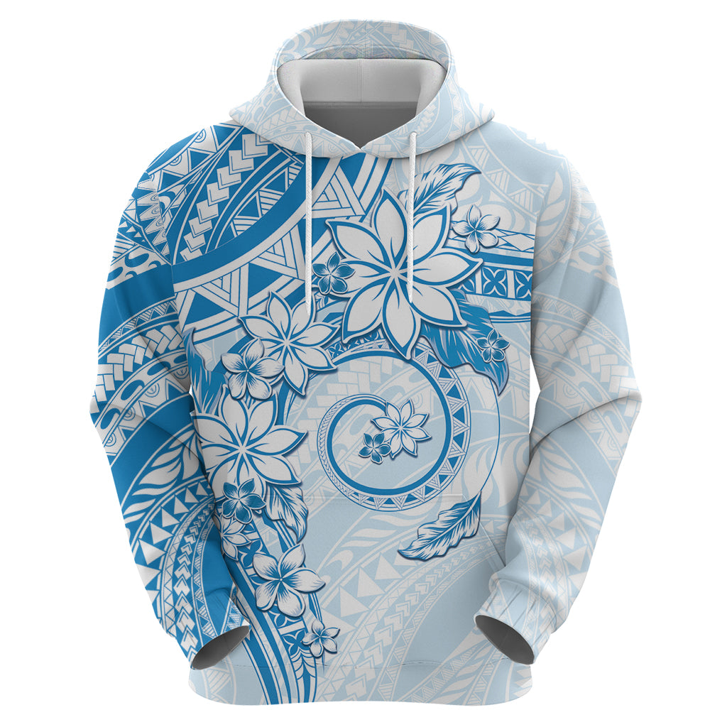 Polynesian Pattern With Plumeria Flowers Zip Hoodie Blue