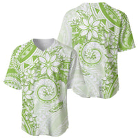 Polynesian Pattern With Plumeria Flowers Baseball Jersey Lime Green LT05 - Polynesian Pride