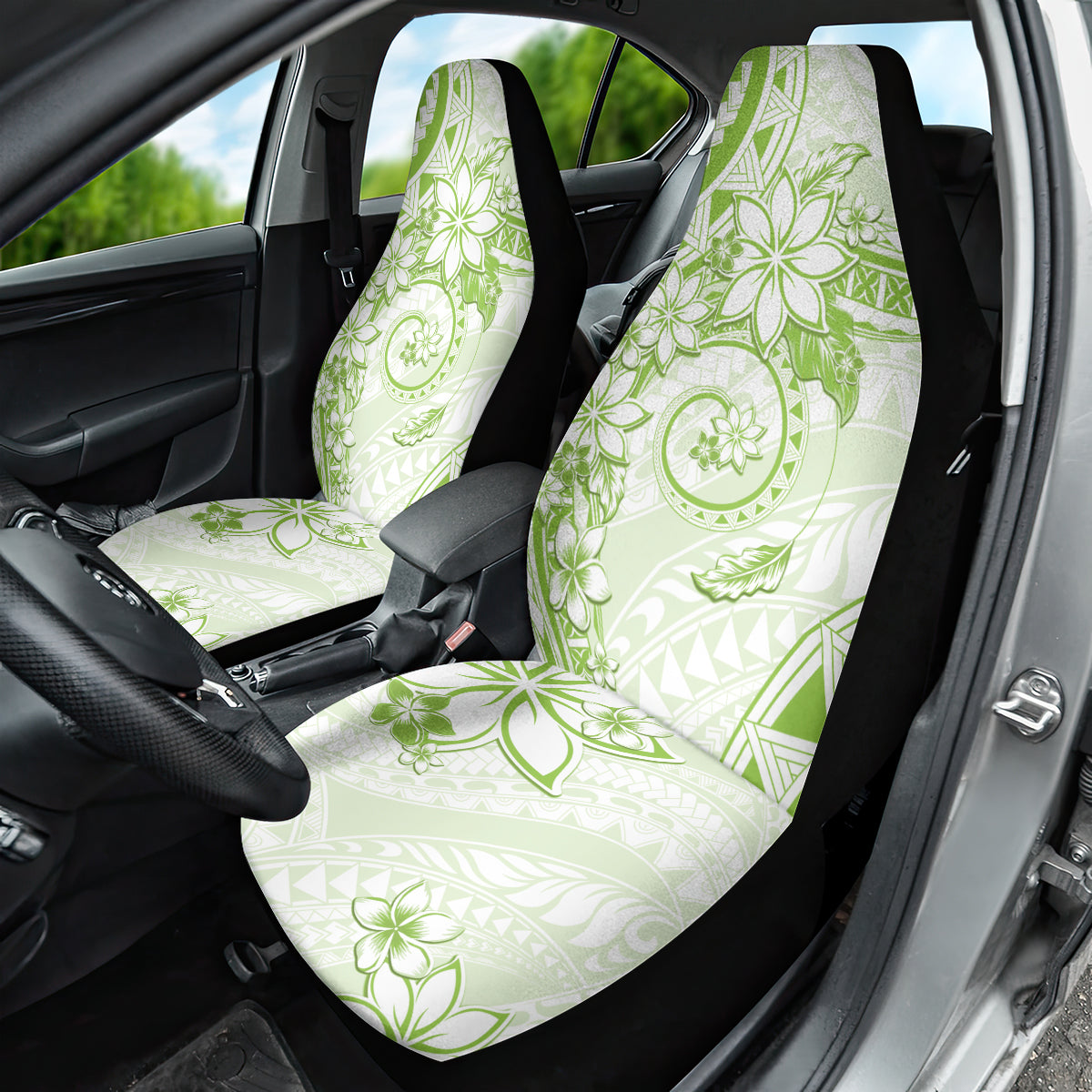 Polynesian Pattern With Plumeria Flowers Car Seat Cover Lime Green