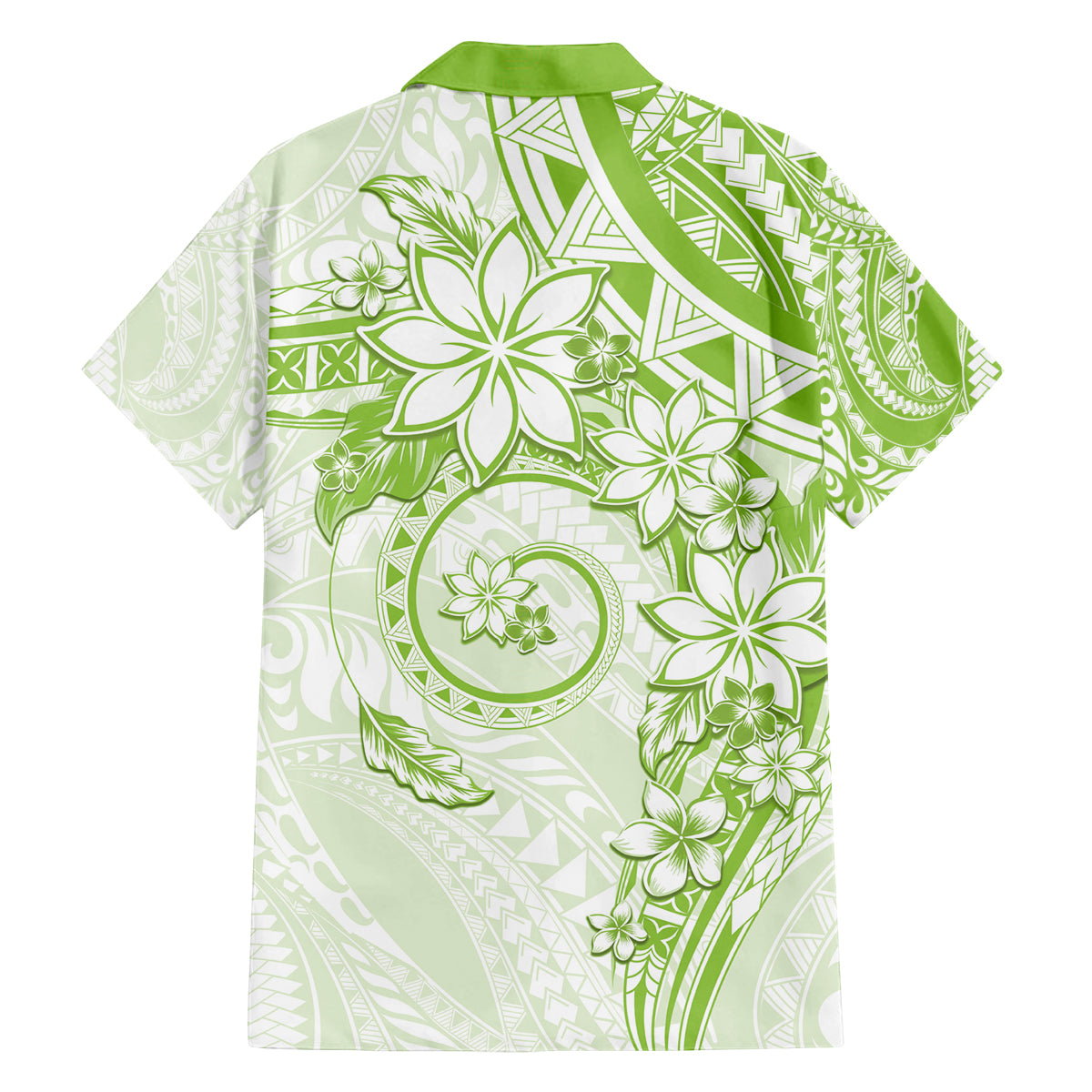 Polynesian Pattern With Plumeria Flowers Family Matching Puletasi and Hawaiian Shirt Lime Green LT05 - Polynesian Pride
