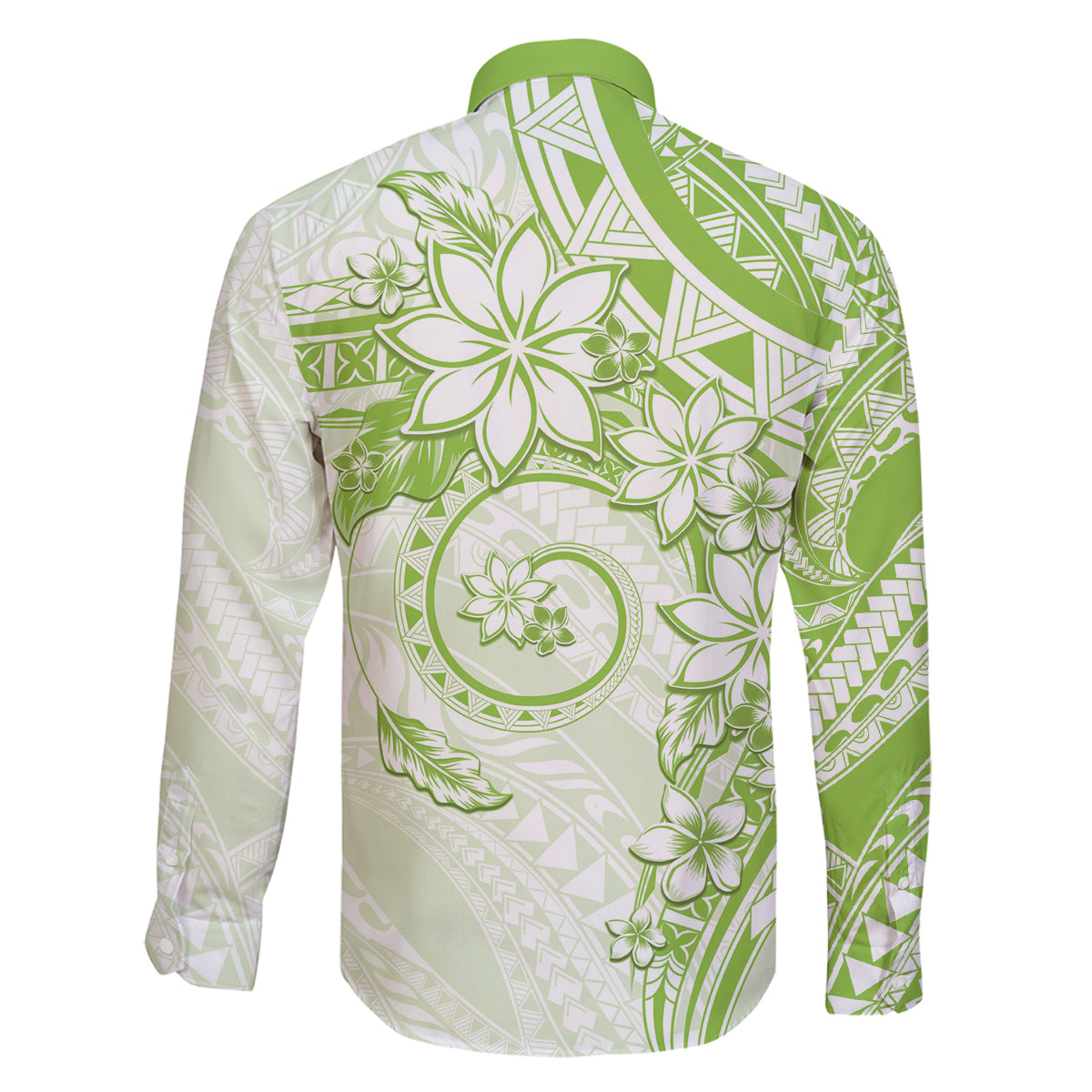 Polynesian Pattern With Plumeria Flowers Family Matching Summer Maxi Dress and Hawaiian Shirt Lime Green LT05 - Polynesian Pride