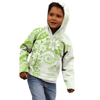 Polynesian Pattern With Plumeria Flowers Kid Hoodie Lime Green