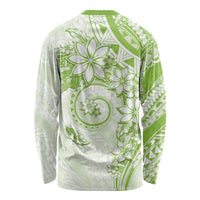 Polynesian Pattern With Plumeria Flowers Long Sleeve Shirt Lime Green