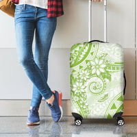 Polynesian Pattern With Plumeria Flowers Luggage Cover Lime Green