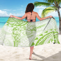 Polynesian Pattern With Plumeria Flowers Sarong Lime Green