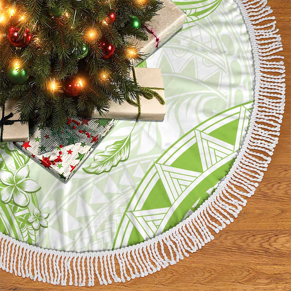 Polynesian Pattern With Plumeria Flowers Tree Skirt Lime Green LT05 - Polynesian Pride