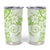 Lime Green Polynesian Pattern With Plumeria Flowers Tumbler Cup