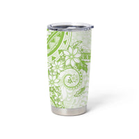 Lime Green Polynesian Pattern With Plumeria Flowers Tumbler Cup