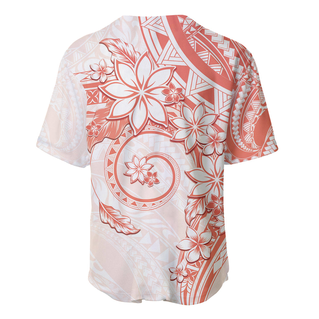 Polynesian Pattern With Plumeria Flowers Baseball Jersey Orange Peach LT05 - Polynesian Pride