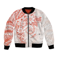Polynesian Pattern With Plumeria Flowers Bomber Jacket Orange Peach