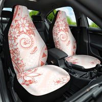 Polynesian Pattern With Plumeria Flowers Car Seat Cover Orange Peach