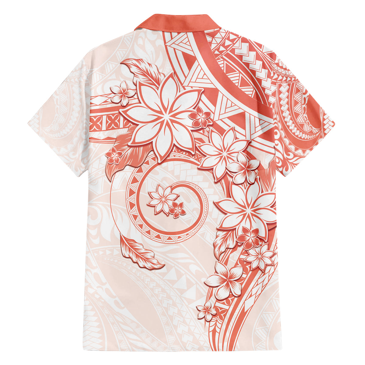 Polynesian Pattern With Plumeria Flowers Family Matching Puletasi and Hawaiian Shirt Orange Peach LT05 - Polynesian Pride