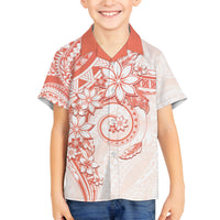 Polynesian Pattern With Plumeria Flowers Family Matching Puletasi and Hawaiian Shirt Orange Peach LT05 Son's Shirt Peach - Polynesian Pride