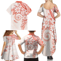 Polynesian Pattern With Plumeria Flowers Family Matching Summer Maxi Dress and Hawaiian Shirt Orange Peach LT05 - Polynesian Pride