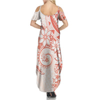 Polynesian Pattern With Plumeria Flowers Family Matching Summer Maxi Dress and Hawaiian Shirt Orange Peach LT05 - Polynesian Pride