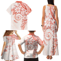 Polynesian Pattern With Plumeria Flowers Family Matching Tank Maxi Dress and Hawaiian Shirt Orange Peach LT05 - Polynesian Pride
