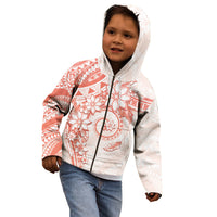 Polynesian Pattern With Plumeria Flowers Kid Hoodie Orange Peach